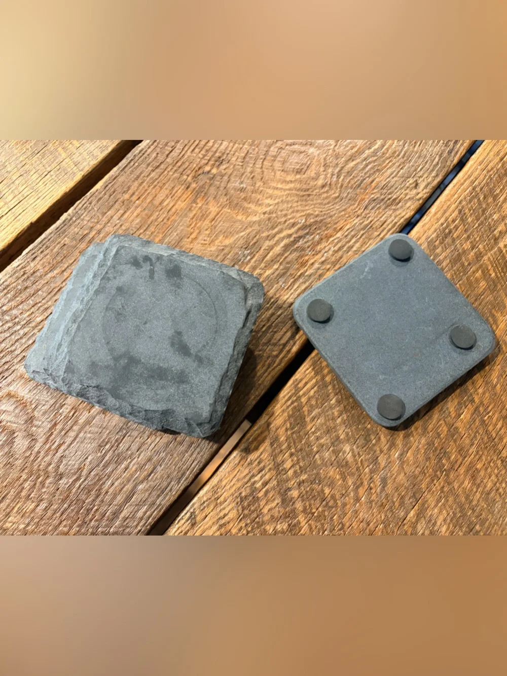 CRATE & BARREL / Slate Square Coasters - Black Stone Set of 4